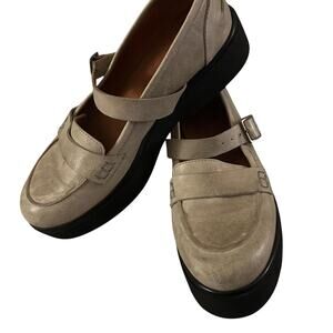 Free People unisex taupe real leather mary Jane loafer platform shoes